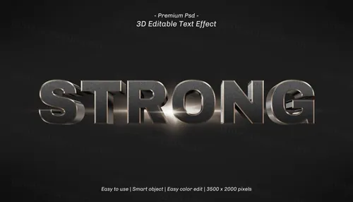 三维金属立体字体特效文本可编辑PSD样机模板素材 3d editable text effect