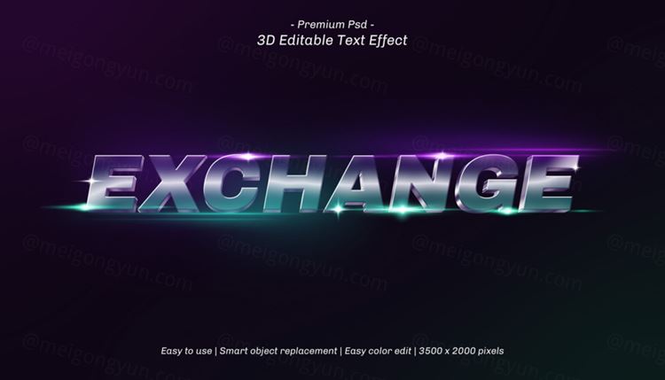 三维金属立体字体特效文本可编辑PSD样机模板素材 3d editable text effect