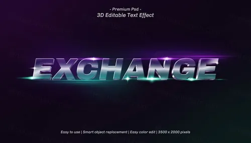 三维金属立体字体特效文本可编辑PSD样机模板素材 3d editable text effect