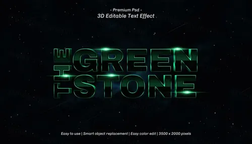 三维绿宝石立体字体特效文本可编辑PSD样机模板素材 3d editable text effect