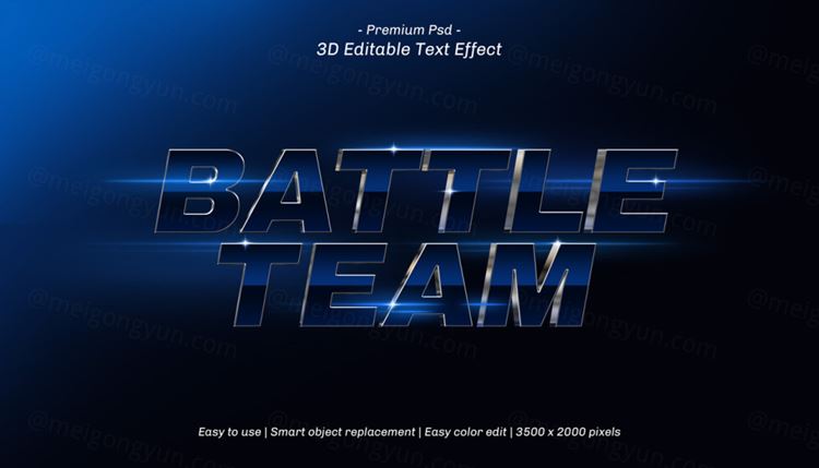 三维金属立体字体特效文本可编辑PSD样机模板素材 3d editable text effect