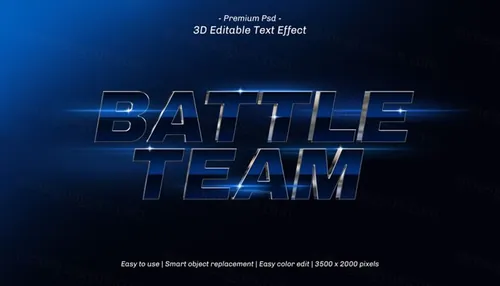 三维金属立体字体特效文本可编辑PSD样机模板素材 3d editable text effect