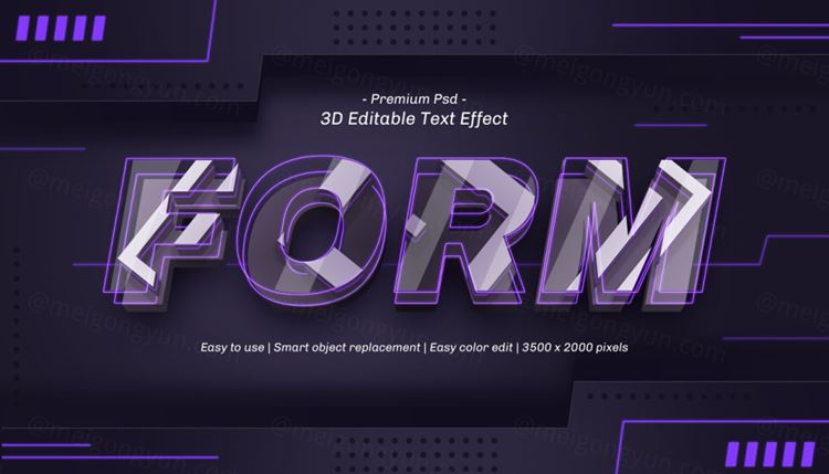 三维立体字体特效文本可编辑PSD样机模板素材 3d editable text effect