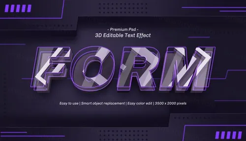 三维立体字体特效文本可编辑PSD样机模板素材 3d editable text effect