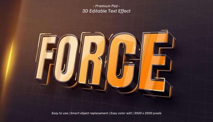 三维立体字体特效文本可编辑PSD样机模板素材 3d editable text effect