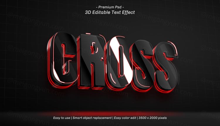 三维立体字体特效文本可编辑PSD样机模板素材 3d editable text effect