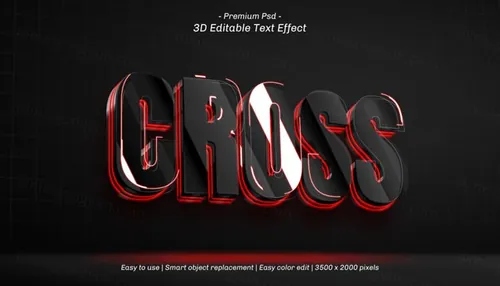 三维立体字体特效文本可编辑PSD样机模板素材 3d editable text effect