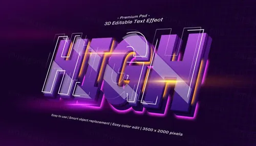 三维立体字体特效文本可编辑PSD样机模板素材 3d editable text effect