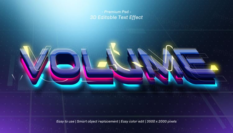 三维立体字体特效文本可编辑PSD样机模板素材 3d editable text effect