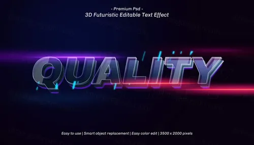 三维立体字体特效文本可编辑PSD样机模板素材 3d editable text effect