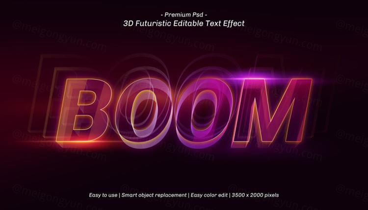 三维立体字体特效文本可编辑PSD样机模板素材 3d editable text effect