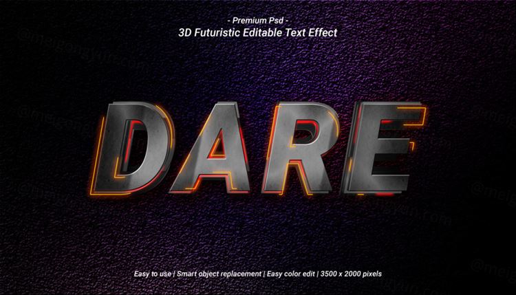 三维立体字体特效文本可编辑PSD样机模板素材 3d editable text effect