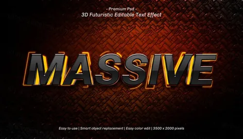 三维立体字体特效文本可编辑PSD样机模板素材 3d editable text effect