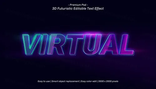 三维立体字体特效文本可编辑PSD样机模板素材 3d editable text effect