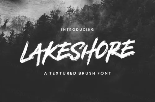 大气的笔刷效果的字体 Lakeshore Brush Font