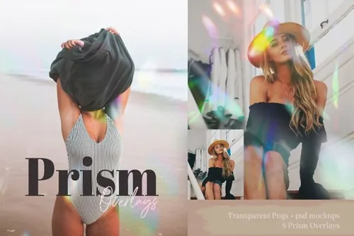 45款高品质复古彩虹棱镜漏光PS叠加效果层素材 Prism