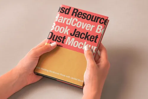 双手捧精装书籍封面设计贴图样机模板 Hand Holding