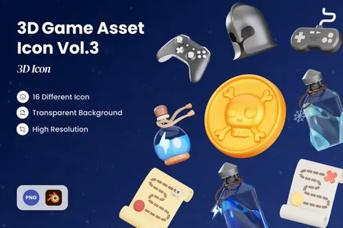 三维渲染魔法药水盾牌头盔角色扮演游戏主题元素3D插画素材 3