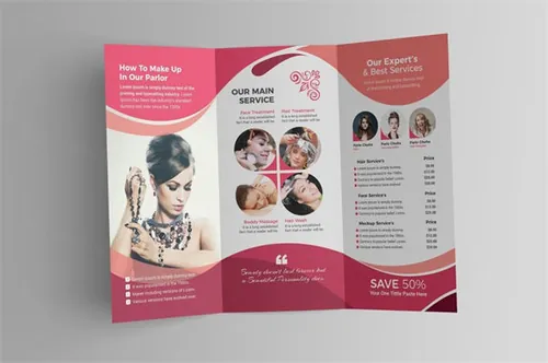 创意和简约的美容美发俱乐部沙龙三折页Beauty Club Salon Tri-Fold