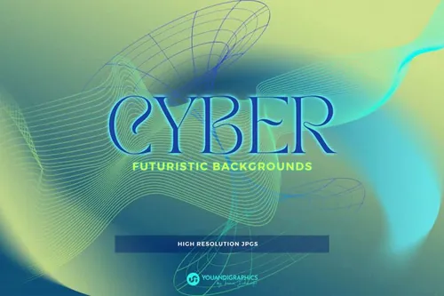 20款未来派科幻线稿元素渐变抽象背景素材 Cyber Fut