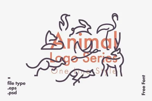 Animal Series Logo Bundle Line 一组动物系列的现代简约线条矢量LOGO下载