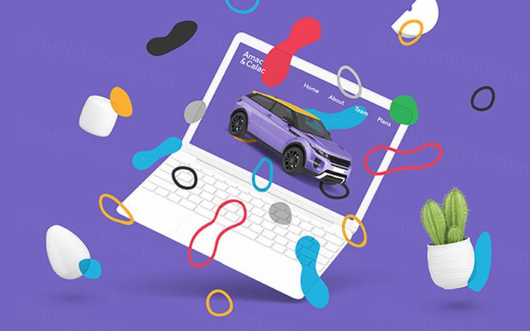 笔记本电脑模型PSD贴图模板Web Project Presentation