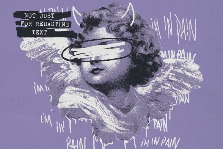 潮流做旧艺术反设计磨损污迹墨水毛笔笔刷素材合辑 Redact