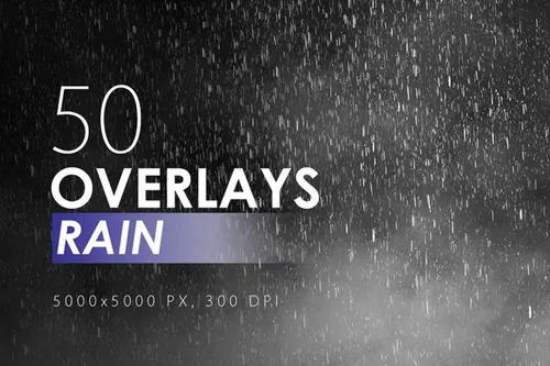 50款下雨天雨水雨滴效果PS叠加层素材装饰元素 Rain O