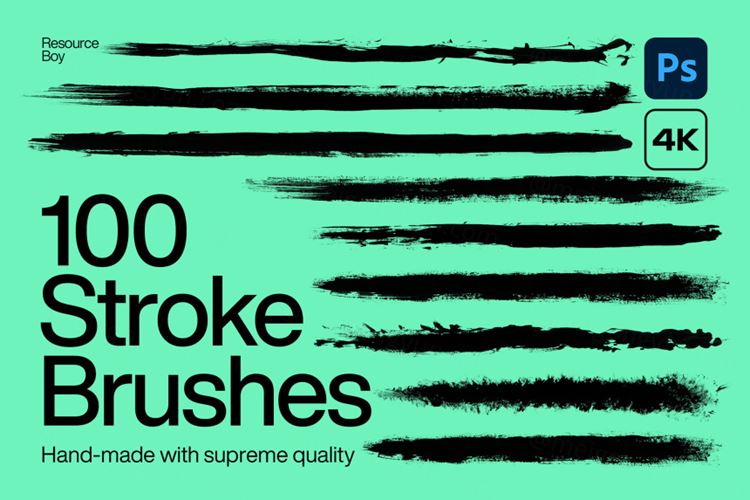 100款毛笔PS笔刷素材 Stroke Photoshop