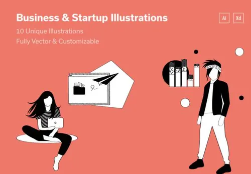 10个独特场景商业矢量插画素材 Business  Startup Vector