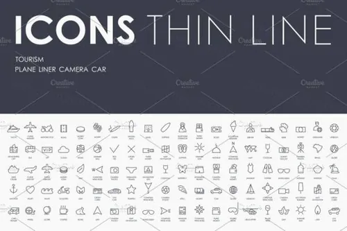 观光旅游矢量图标素材 Tourism thinline icons