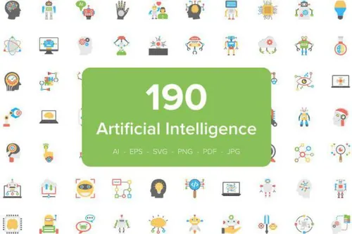 人工智能平面图标下载 Artificial Intelligence Flat