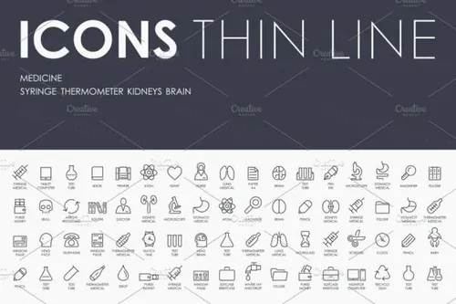 医疗图标素材 Medicine Thin Line Icons