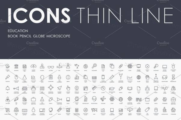 教育图标设计图片大全 Education Thinline icons