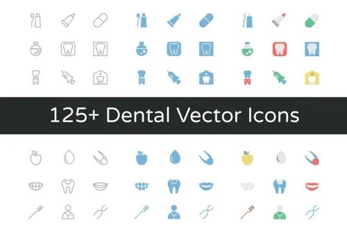 125 牙科矢量图标制作 125  Dental Vector Icons