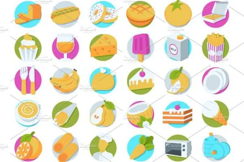美食透视图标制作 112 Food Perspective Icons