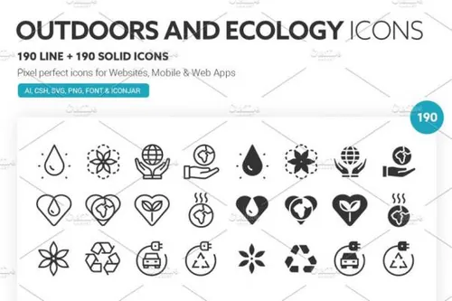 环保户外图标素材 Outdoor and Ecology Icons