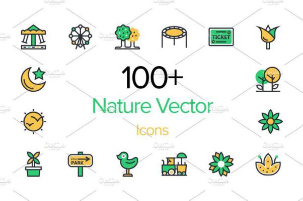 100 自然矢量图标素材 100  Nature Vector Icons Se