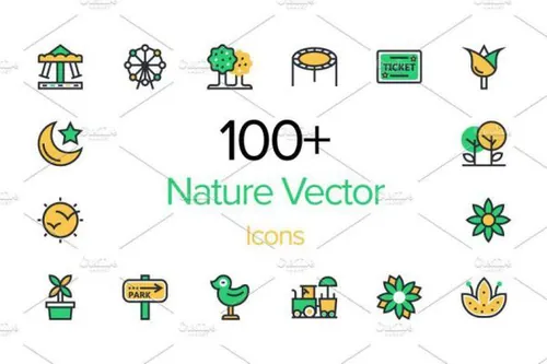 100 自然矢量图标素材 100  Nature Vector Icons Se