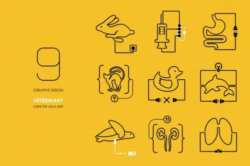 扁平化联系图标素材 Veterinary connection fla