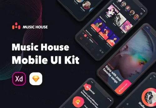 音乐之家移动用户界面套件Music House Mobile UI K