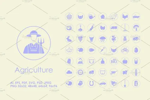 简单的农业矢量图标大全 49 Agriculture simple icons