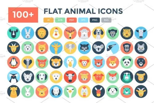 100 扁平化动物图标素材 100  Flat Animal Icons