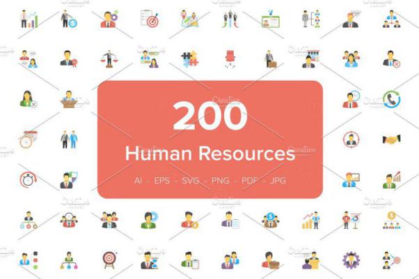 人力资源矢量图表大全 200 Human Resource Flat Icons