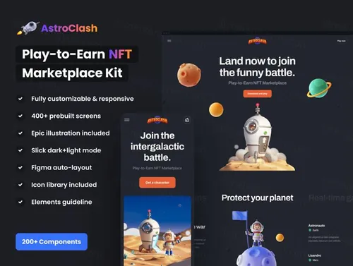 在游戏中盈利NFT商城网站UI界面素材 AstroClash