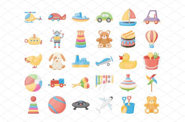 60个玩具矢量图标素材 60 Toys Vector Icons