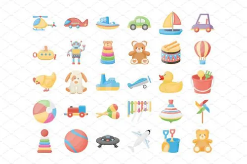 60个玩具矢量图标素材 60 Toys Vector Icons
