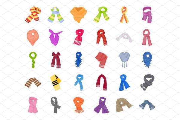 围巾和披肩扁平化图标 55 Scarves and Shawls Flat Ic