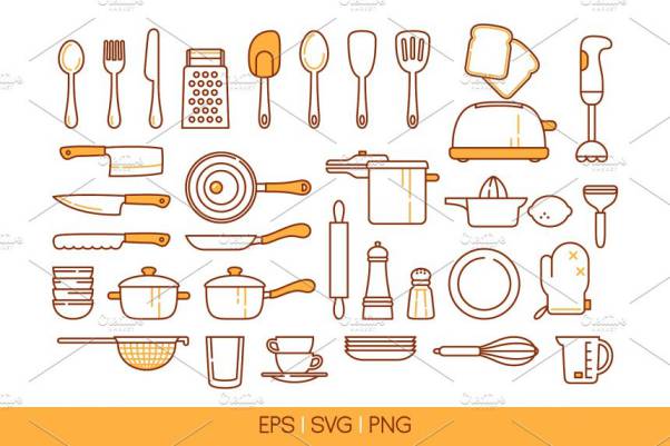矢量厨房设备图标 33 vector kitchenware icons