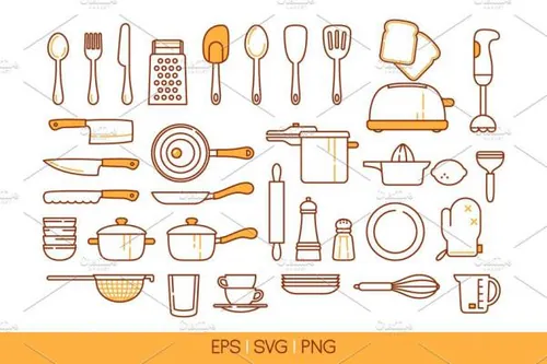 矢量厨房设备图标 33 vector kitchenware icons